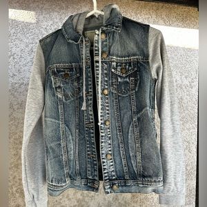 Life in Progress Denim Hooded Jean Jacket Hoodie